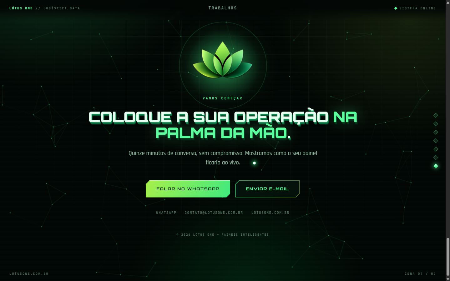 Site Lótus One — planos e contato
